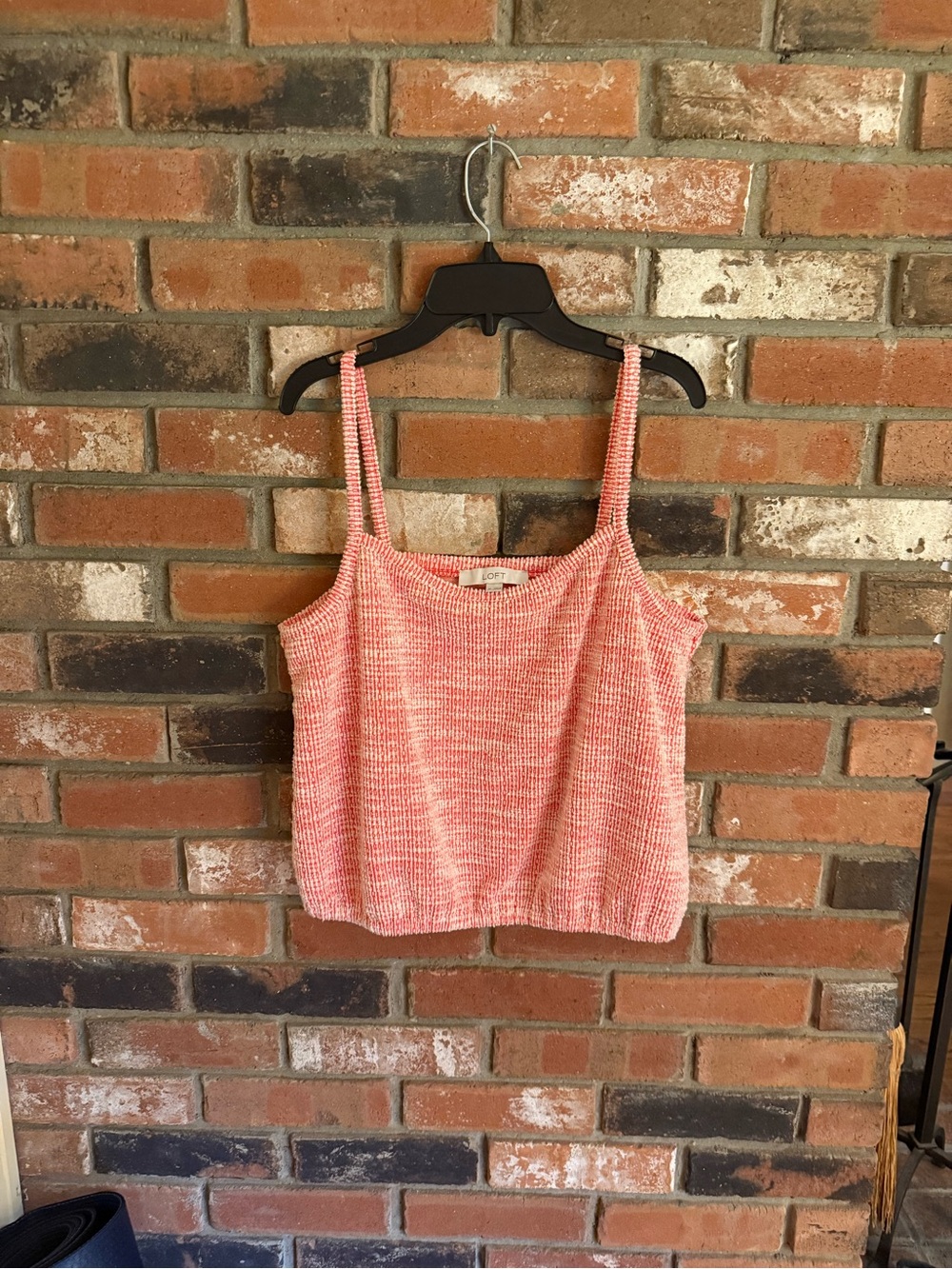 LOFT Coral Pink Knit Tank with Thin Straps